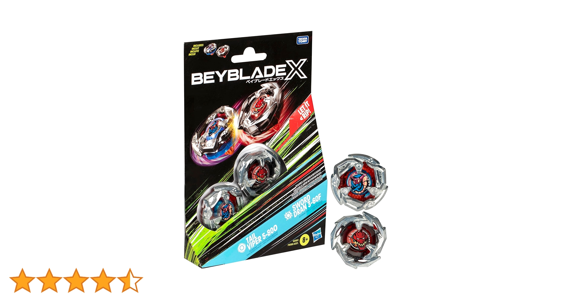 Amazon.co.jp: Beyblade X Tail Viper 5-80O and Sword Dran 3-60F Top